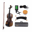 44 Full Size Classic Violin Fiddle Spruce Topboard & Backboard with Violin Bow Bridge Padded Carry Case Shoulder Rest Tuner Rosin