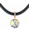Black Leathers Rope Chain Round Crystal from Austrian Ladies Short Chain Necklaces Pendant For Women 28819