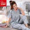 Arctic velvet pajamas womens spinning silk home service youth Korean short-sleeved pajamas women pajamas temperament ladies home service suit blue gray rabbit XL
