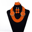 Fashion Nigerian Wedding Beads Orange Jewelry Set Traditional African Wedding Bridal Statement Necklace Set Ethiopian Jewelry Set