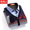 Antarctic long sleeve plus velvet warm shirt mens autumn&winter casual middle-aged large size mens wear sanded loose mens shirt Navy gray XL