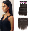 8A Brazilian Virgin Human Hair Straight Bundles with Ear to Ear Frontal 100 Unprocessed Vrigin Human Hair Bundles with Frontal