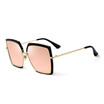 SHAUNA Oversize Half Frame Women Pink Mirror Square Sunglasses Fashion Ladies Tea Gradient Lens Shades UV400