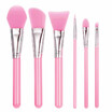6pcs Silicone Makeup Brush Set Facial Mask Foundation Brushes Cosmetic Eyeshadow Eyebrow Brush Kit With Plastic Handle Purple