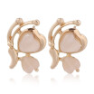 Lovely Alloy Opal Butterfly Ear Stud Earrings Ear Pin for Women Xmas Gift