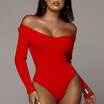 Women 2018 Winter And Autumn Sexy Body Suit Metal Button Sexy Cotton Pit Long Sleeve V-Neck One Piece Skinny Bodysuit