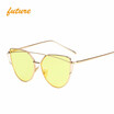 Cat Eye vintage Brand designer rose gold mirror Sunglasses For Women Metal Reflective flat lens Sun Glasses Female oculossend box