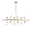 HL487695 Cream Glass LED Light with Metal Ball Decoration 8 Light Frosted Glass Sphere LED Hanging Chandeliers in Gold