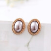Sweet temperament woman contracted pearl ear clip geometry web celebrity electroplating golden clip earrings alloy jewelry