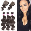 Glary 8A Malaysian Virgin Human Hair with Closure Body Wave 100 Unprocessed Hair Wefts 3 Bundles with Closure Natural Black