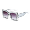 SHAUNA Fashion Crystal Decoration Women Square Sunglasses Oversize Ladies Gradient Lens Shades UV400