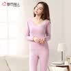 Urban beauty ladies thermal underwear set plus velvet autumn&winter new solid color simple U-neck seamless long-sleeved autumn clothes long pants two-piece 2W6300 light purple code