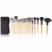 Wood 24Pcs Makeup Brushes Kit Professional Cosmetic Make Up Set Pouch Bag Case Black H10074