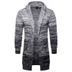 AOWOFS mens hooded cardigan jacket mens European&American tide long gradient gray sweater sweater YM017