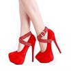 Fashion High Heel Rhinestones Woman Shoes Spring And Autumn Sexy Red Shoes For Women Wedding Party Women Shoes Plus Size