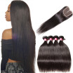 Unice Hair Icenu Series Malaysian Straight Human Hair 4 Bundles With Lace Closure Middle Part Human Hair Extensions