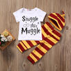 Newborn Baby Boys Girls Muggle Rompers Tops T-shirt Pants Outfit Clothes 0-18M