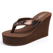 IDIFU Womens Glitter Sequined Platform Thing Sandals Antiskid Wedge Heel Sandy Flip Flops