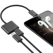 Cool music front Apple headphone adapter aluminum double charging charging listening song call four-in-one audio converter for iphone78PlusApple XXsMax-black