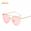 Cat Eye vintage Brand designer rose gold mirror Sunglasses For Women Metal Reflective flat lens Sun Glasses Female oculossend box