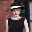 Wide Brim Black Elegant Church Hats Fashionable with Bowknot Kentucky Derby Hats Fascinator Woolen Cap New Year Gift B-7457