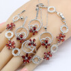 Green Red Semi-precious 925 Silver Jewelry Sets For Women Daily Earrings Bracelet Rings Necklace Pendant