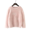 4-14 Years Old Girls Long Sleeve O-Neck Pink Elegant Fluffy Short Pullover Sweaters Dressy Deep Fall Winter Tops Kids Clothes