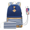 Marsoul School Backpack Girls School Bag Canvas Backpack Satchels Backpack Stripe Backpack with 156 inches USB Charging Port