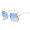SHAUNA Venetian Pearl Decoration Oversize Half Frame Women Butterfly Sunglasses Fashion Men GradientClear Lens Shades UV400