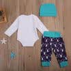 US SHIP 3PCs Clothes Newborn Infant Baby Boys Girl Romper Tops Pants Hat Clothes