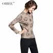OIBEE2018 primavera nueva moda para mujer soporte cuello de manga larga suelta suéter de punto jersey de punto
