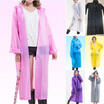 New Women Mens Long Sleeve Hooded Transparent Raincoat Poncho Coat Waterproof