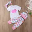 Easter Newborn Baby Girl Romper TopsLong PantsHatHeadband Outfits Clothes