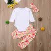 UK Flower Newborn Baby Girls Little Sister Tops Romper Pants Outfits Set Clothes