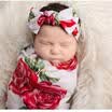 Toddler Infant Baby Swaddle Blanket Soft Sleeping Swaddle Muslin Wrap Headband