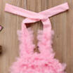 Toddler Kids Baby Girl Halter Tulle Dress Swimwear Swimsuit Cap 2Pcs Beachwear