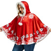 Plus Size Santa Claus Print Velvet Cape Coat