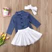 Toddler Baby Girl Clothes Set Denim topsskirtsHeadband Outfits Summer Outfits