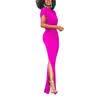 US Women Short Sleeve Drape Maxi Dress Ladies Evening Cocktail Party Dresses