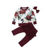 Toddler Newborn Baby Girl Flower Tops Ruffle Pants Leggings 3PCS Outfits Clothes