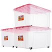 JEKO & JEKO caja de almacenamiento transparente de plástico grande 55L Paquete de 3 cajas de almacenamiento caja de almacenamiento caja de almacenamiento de juguetes polea de almacenamiento caja de almacenamiento rosa SWB-5212