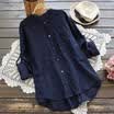 Fashion Womens LADY Plus Size Long Sleeve Cotton Linen Blouse Baggy T-Shirt Tops