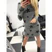 Womens Sexy Long Seleeve Star Bodycon Dress Ladies Evening Party Mini Dress