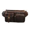 Hombres de cuero de la vendimia bolso de la cintura Fanny Packs viajes al aire libre Retro cinturón Bum bolsa hombro Crossbody Sling bolsa de pecho