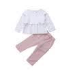Toddler Kids Baby Girl Ruffle Tops Blouse Plaid Long Pants Outfits Clothes 1-6Y