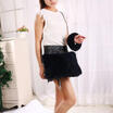 Ladies Womens shoulder HandBag Faux Fur Clutch Tote Hobo Bag Long Purse Wallet