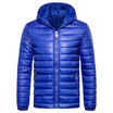 Mens Fashion Casual Solid Color Hoodied Side Pockets Long Sleeve Padded Down Jacket