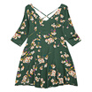 Three Quarter Sleeve Floral Print Flared Dress
