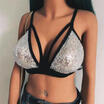 Sexy Women Sequin Bralette Bralet Bra Bustier Crop Top Cami Unpadded Tank