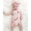 Newborn Baby Girls Rompers Floral Bodysuit Jumpsuit Outfits Sunsuit Pink Rabbit